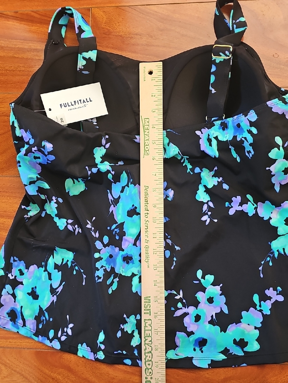 NWT Fullfitall Blue Poppies Flared Tankini Top - Plus Size 20 - Picture 4 of 9